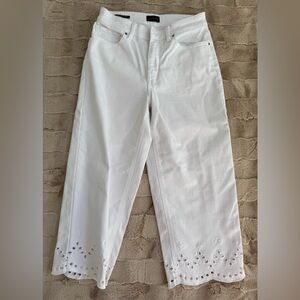 Talbots Wide Leg Scallop Embroidered Crop Jeans